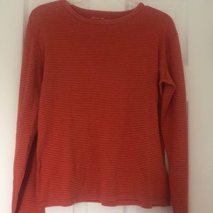 😍Eddie Bauer Orange Striped Long-Sleeve😍